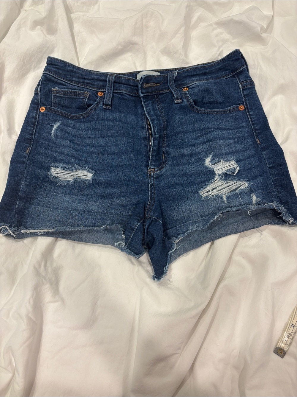 Universal Thread Blue Distressed High-Rise Denim Shorts